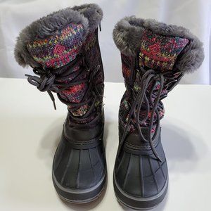 Dream Pairs Gray Multicolor Waterproof Snow Boots Girls Size 13